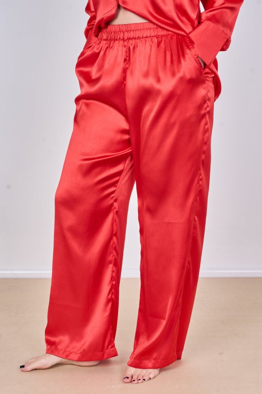 Luxury Satin Pyjama Set – Button Detail Sleeve & Pocket Trousers - Loungewear pjs - British D'sire
