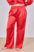 Luxury Satin Pyjama Set – Button Detail Sleeve & Pocket Trousers - Loungewear pjs - British D'sire