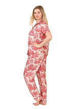Luxury Satin Toile Print Pyjama Set – Short Sleeve, Button - Up & Pockets - Loungewear - British D'sire