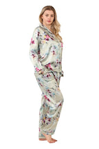 Luxury Satin Watercolour Floral Pyjama Set – Long Sleeve, Button - Up & Pockets - Loungewear - British D'sire