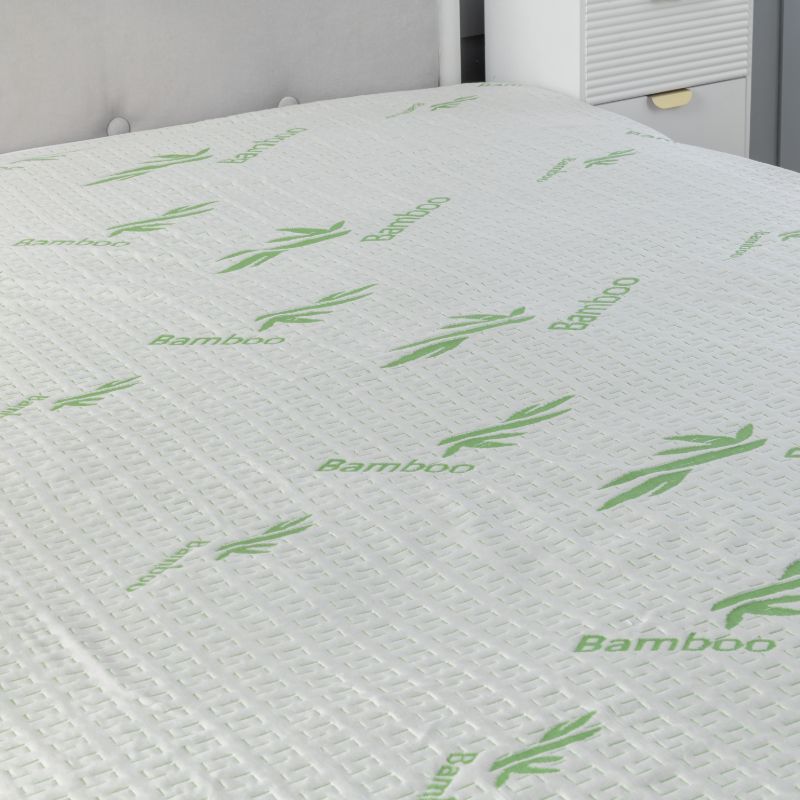 Luxury soft touch Bamboo organic waterproof mattress protector with extra deep 16” 40cm elasticated skirt - Super King - British D'sire Main image