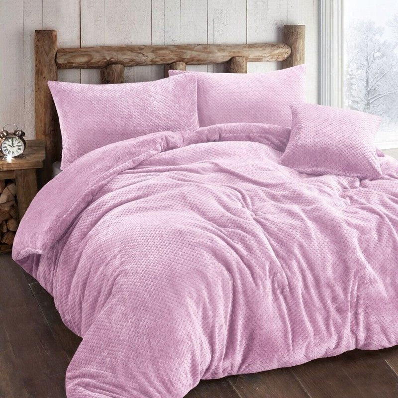 Luxury Teddy Popcorn Waffle Duvet Cover Fleece Warm Quilt Bedding Set All Sizes Secondary image