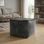 Luxury Velvet Cube Bean Bag Ottoman Soft Plush Velvet Stool Pouffe - Silver - British D'sire