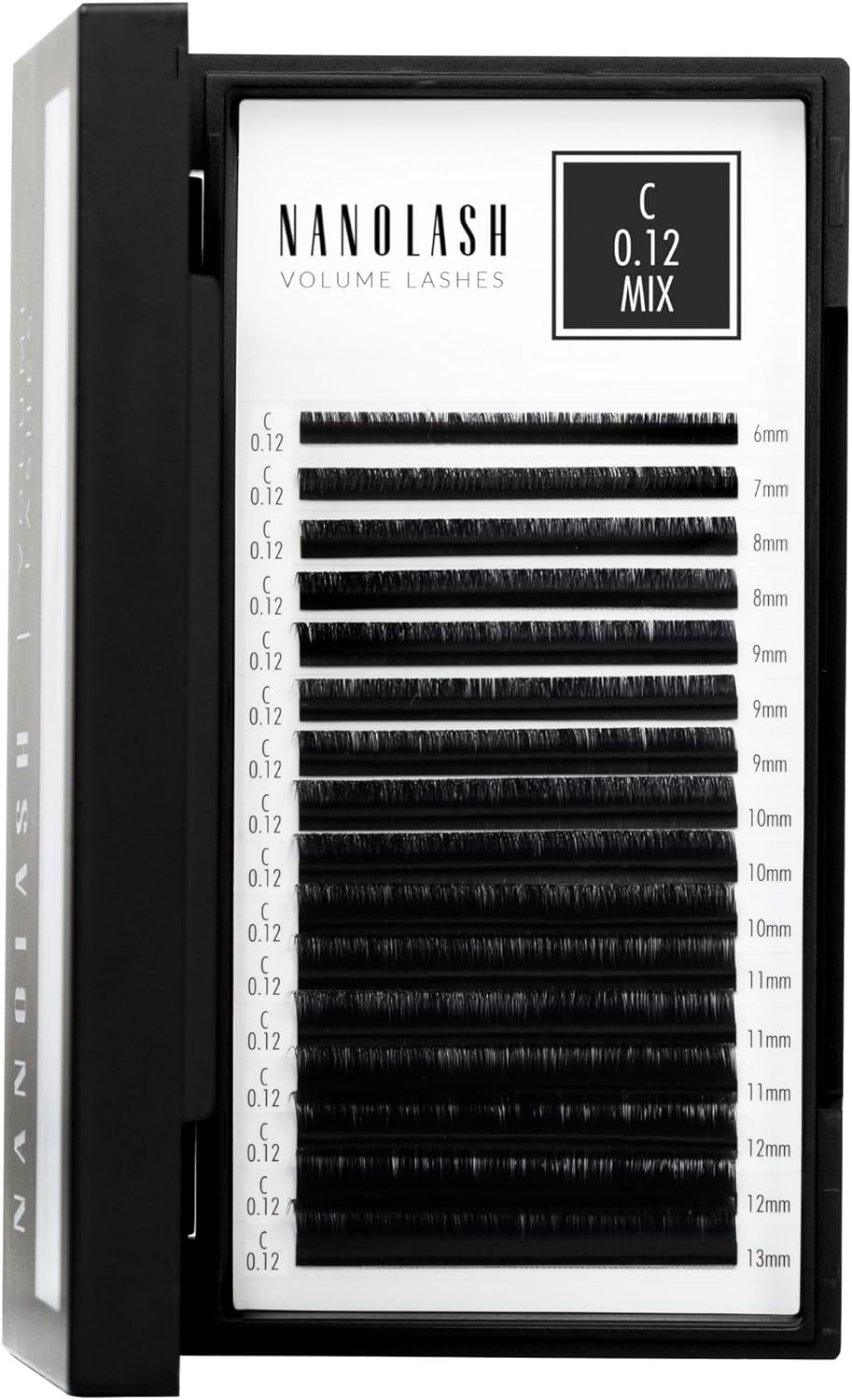 Nanolash Volume Lashes - false lashes for professional eyelash extensions, volume eyelash extensions (0.12 C, MIX 6-13mm) Main image