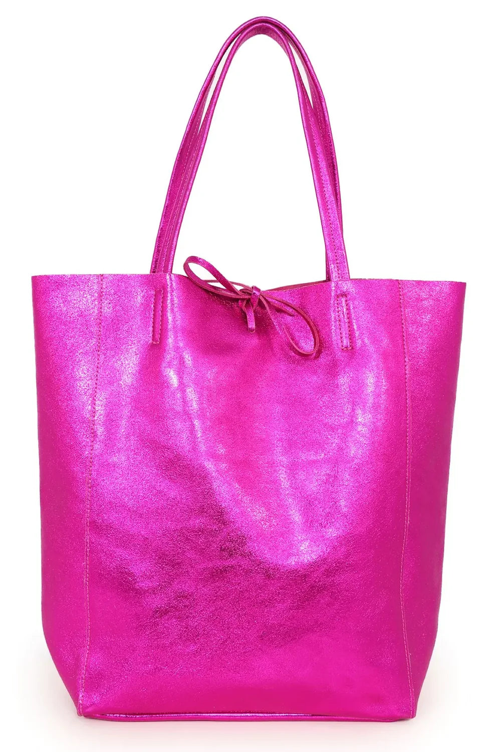 Ladies Soft Italian Real Leather Metallic Shopper Tote Bags Women Girls College Shoulder Handbags for Women Main image