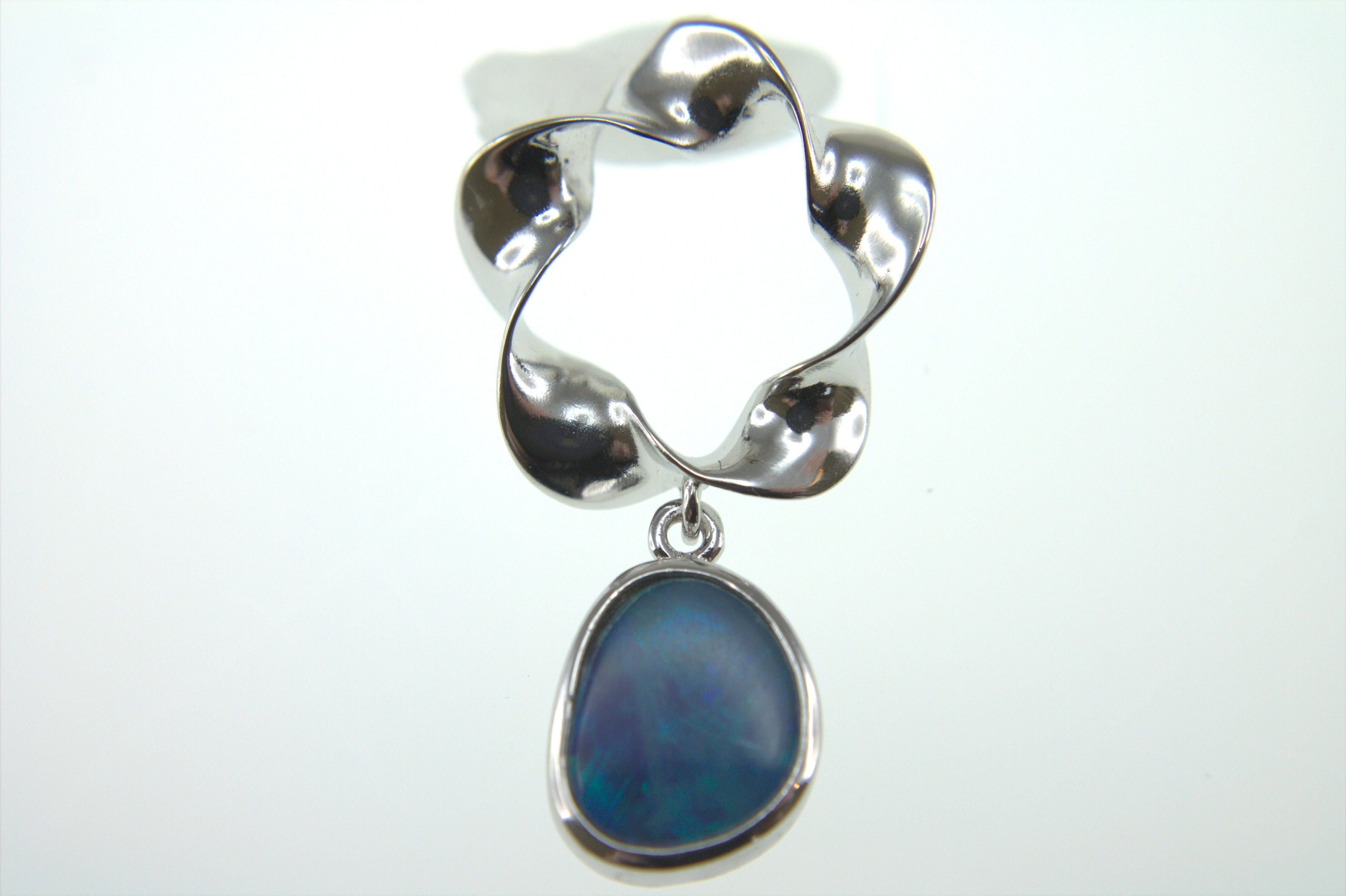 Pearlz Ocean Blue Boulder Opal Flower Pendant Necklace
