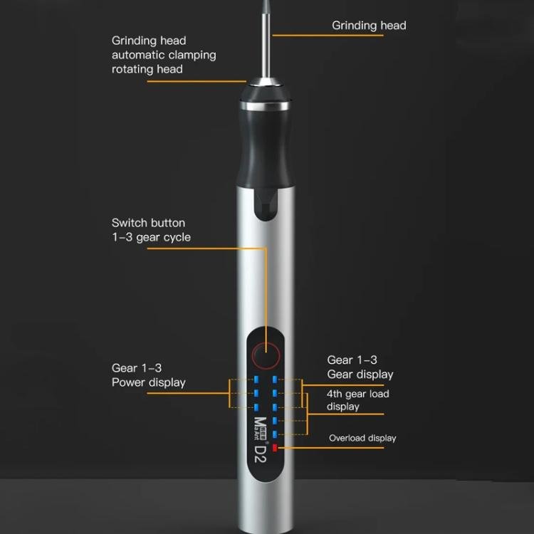 MaAnt D2 Rechargeable Speed Regulating Electric Grinding Pen Small Sanding Machine With 7 Sanding Heads - British D'sire