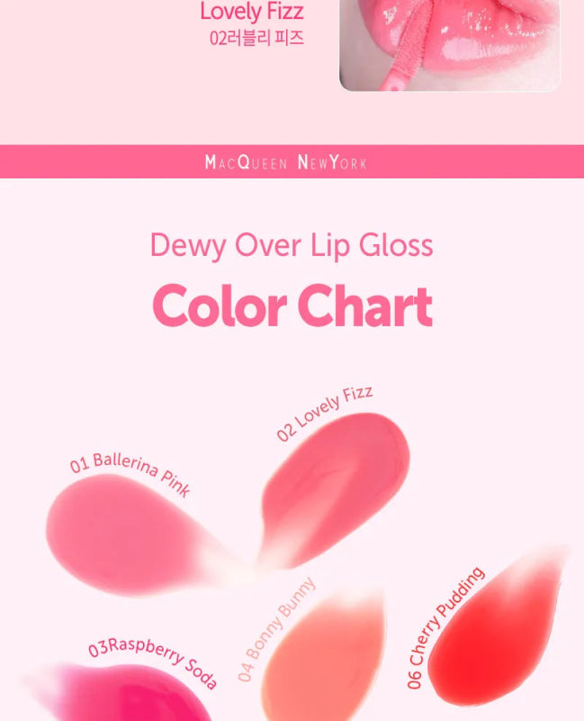 MACQUEEN - Dewy Over Lip Gloss - 6 Colors - Lip Gloss - British D'sire