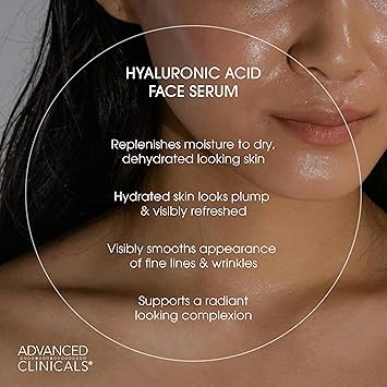 Madam Wellness Advanced Clinicals Hyaluronic Acid Face Serum, 1.7 Fl Oz – Hydrating Anti - Aging Serum for Women and Men with Hyaluronic Acid and Aloe Vera to Instantly Plump Fine Lines, Reduce Wrinkles, and Restore Skin Radiance - Facial Serum - British D'sire