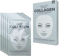 Madam Wellness Benjamin Button® Hydrolysed Collagen & Hyaluronic Acid Face Mask, Pack of 5 | Instant Plumping & Anti - Aging Korean Beauty Treatment | For All Skin Types | Enriched with Collagen & Hyaluronic Acid for Hydration & Skin Firmness - Face mask - British D'sire