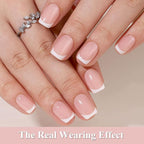 Madam Wellness DMQ French False Nails Kit – 120Pcs Short Square Press On Nails with Nail Glue | White Tip Full Cover Stick - On Fake Nails for Women | Easy French Nail Art & Manicure Decorations | Durable & Lightweight Design - French False Nails - British D'sire