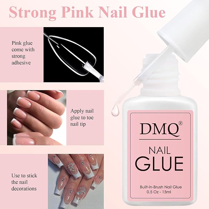 Madam Wellness DMQ French False Nails Kit – 120Pcs Short Square Press On Nails with Nail Glue | White Tip Full Cover Stick - On Fake Nails for Women | Easy French Nail Art & Manicure Decorations | Durable & Lightweight Design - French False Nails - British D'sire