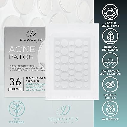 Madam Wellness Dukcota Acne Hydrocolloid Patches, 36 Patches | Seamless Blending & Drug - Free Formula | Infused with Tea Tree Oil for Acne Care | Suitable for All Skin Types, Protects & Speeds Healing - Acne Hydrocolloid Patches - British D'sire Main image