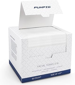 Madam Wellness EcoSoft Clean Towels XL – 50 Ct Disposable Face Cloths | 100% USDA Biobased Makeup Remover Wipes for Sensitive Skin | 10in x 12in Large, Thick & Ultra - Soft Towels | Gentle, Biodegradable Dry Wipes for Daily Use - Face Towels - British D'sire Main image