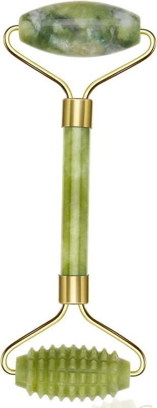 Madam Wellness GlowEase Jade Roller & Gua Sha Massage Set – Natural Green Stone Beauty Tools for Face, Neck & Body | Eye Puffiness Treatment, Skin Tightening, Anti - Aging Lymphatic Drainage | Reduce Wrinkles & Rejuvenate Complexion - Jade Roller - British D'sire Main image