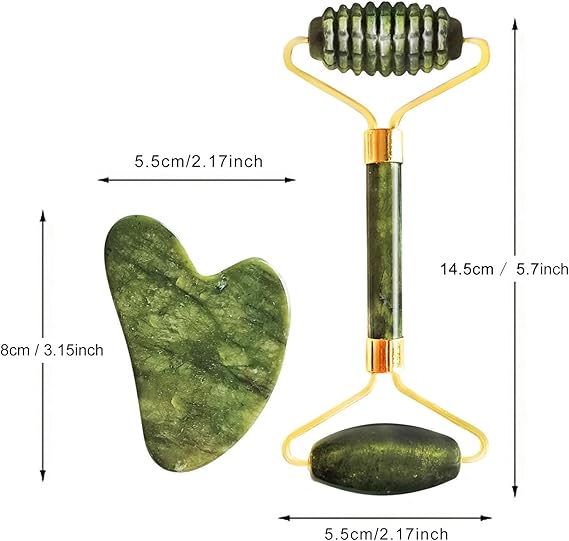 Madam Wellness GlowEase Jade Roller & Gua Sha Massage Set – Natural Green Stone Beauty Tools for Face, Neck & Body | Eye Puffiness Treatment, Skin Tightening, Anti-Aging Lymphatic Drainage | Reduce Wrinkles & Rejuvenate Complexion Secondary image