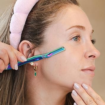 Madam Wellness Jungle Culture Dermaplane Razor – Zero - Waste Facial Razor for Eyebrow Shaping, Precision Exfoliation & Hair Removal | Rainbow Design for Radiant, Smooth Skin | Eco - Friendly Beauty Tool for Women & Men - Facial Razor - British D'sire