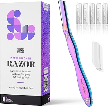 Madam Wellness Jungle Culture Dermaplane Razor – Zero - Waste Facial Razor for Eyebrow Shaping, Precision Exfoliation & Hair Removal | Rainbow Design for Radiant, Smooth Skin | Eco - Friendly Beauty Tool for Women & Men - Facial Razor - British D'sire Main image