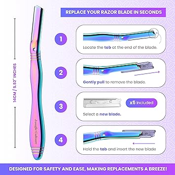 Madam Wellness Jungle Culture Dermaplane Razor – Zero-Waste Facial Razor for Eyebrow Shaping, Precision Exfoliation & Hair Removal | Rainbow Design for Radiant, Smooth Skin | Eco-Friendly Beauty Tool for Women & Men Secondary image