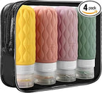 Madam Wellness PackEase Silicone Travel Bottles Set – 100ml Refillable Leakproof Squeeze Containers with Labels & Clear Bag | Travel Size Toiletries for Shampoo & Conditioner | Portable Holiday Essentials for Men & Women - Travel Bottles - British D'sire