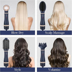 Madam Wellness PARWIN PRO BEAUTY 4 - in - 1 Hairdryer Hot Air Brush Styler Set, Blue | 1000 - Watt Hairdryer Brush with 4 Attachments for Drying, Smoothing, Volume & Styling | Ion Care for Healthy, Shiny Hair - Hair Dryers - British D'sire
