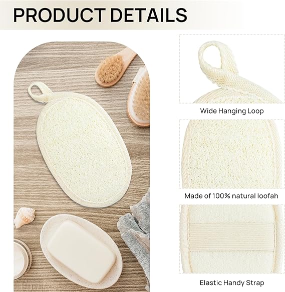 Madam Wellness PureBath Natural Loofah Sponge Set – 2 Pcs Exfoliating Body Scrubber with Back Brush | Gentle & Effective Bath Sponges for Women & Men | Promotes Smooth Skin, Natural Fibers for Deep Cleanse & Refreshing Bath Routine - Loofah - British D'sire