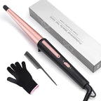 Madam Wellness StyleEase 13 - 25MM Professional Hair Curling Wand – Tapered Ceramic Curling Iron with Heat - Resistant Glove | Rose Gold, Dual Voltage Curling Tool for Women | Effortless, Frizz - Free Curls & Healthy Shine - Hair Curling Wand - British D'sire