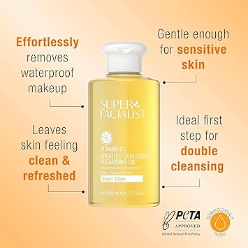 Madam Wellness Super Facialist Vitamin C + Brighten Skin Renew Cleansing Oil, 200ml – Vegan - Friendly Face Cleanser with Olive Oil for Dissolving Makeup & Removing Daily Impurities - Cleansing Oil - British D'sire