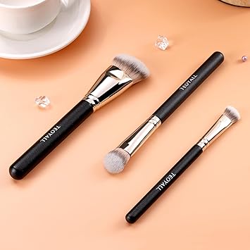 Madam Wellness TEOYALL Flat Angled Makeup Brush Set – Flawless Foundation, Under Eye Concealer, & Bronzer Brushes | Versatile Tools for Liquid, Cream, & Powder Application | Perfect for Seamless Coverage & Precision Blending - Makeup Brush Set - British D'sire