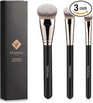 Madam Wellness TEOYALL Flat Angled Makeup Brush Set – Flawless Foundation, Under Eye Concealer, & Bronzer Brushes | Versatile Tools for Liquid, Cream, & Powder Application | Perfect for Seamless Coverage & Precision Blending - Makeup Brush Set - British D'sire