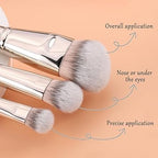 Madam Wellness TEOYALL Flat Angled Makeup Brush Set – Flawless Foundation, Under Eye Concealer, & Bronzer Brushes | Versatile Tools for Liquid, Cream, & Powder Application | Perfect for Seamless Coverage & Precision Blending - Makeup Brush Set - British D'sire