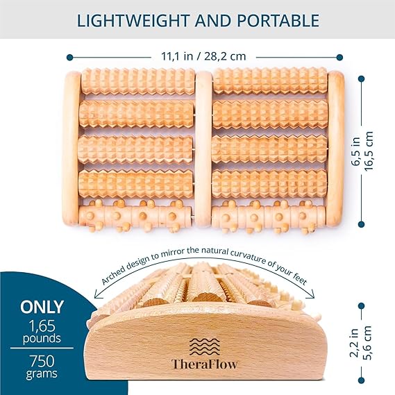 Madam Wellness Theraflow Wooden Foot Massager Roller, Large | Reflexology Tool for Plantar Fasciitis, Heel Pain & Circulation | Pain Relief Massager for Women & Men | Relaxing Gifts Made from Durable Wood - Wooden Foot Massager Roller - British D'sire