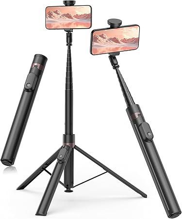 Madam Wellness TONEOF 66" Automatic Selfie Stick & Tripod, Black | Auto - Open Phone Stand with Magnetic Rechargeable Remote | 360° Rotatable & Stable Travel Tripod for iPhone/Android Users | Durable, Portable Design for Versatile Photography Needs - Selfie Sticks and Tripod - British D'sire
