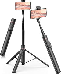 Madam Wellness TONEOF 66" Automatic Selfie Stick & Tripod, Black | Auto - Open Phone Stand with Magnetic Rechargeable Remote | 360° Rotatable & Stable Travel Tripod for iPhone/Android Users | Durable, Portable Design for Versatile Photography Needs - Selfie Sticks and Tripod - British D'sire