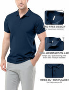 Maia 33,000ft Men’s Moisture - Wicking Golf Polo Shirt – Short Sleeve Quick - Dry Performance T-Shirt for Outdoor Sports, Tennis, and Work | Breathable and Comfortable Athletic Wear for Active Men - Polo Shirt Short Sleeve - British D'sire