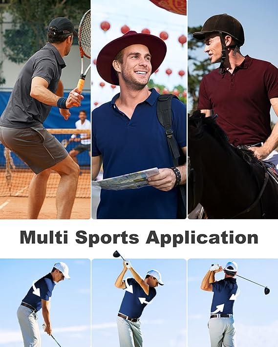 Maia 33,000ft Men’s Moisture - Wicking Golf Polo Shirt – Short Sleeve Quick - Dry Performance T-Shirt for Outdoor Sports, Tennis, and Work | Breathable and Comfortable Athletic Wear for Active Men - Polo Shirt Short Sleeve - British D'sire