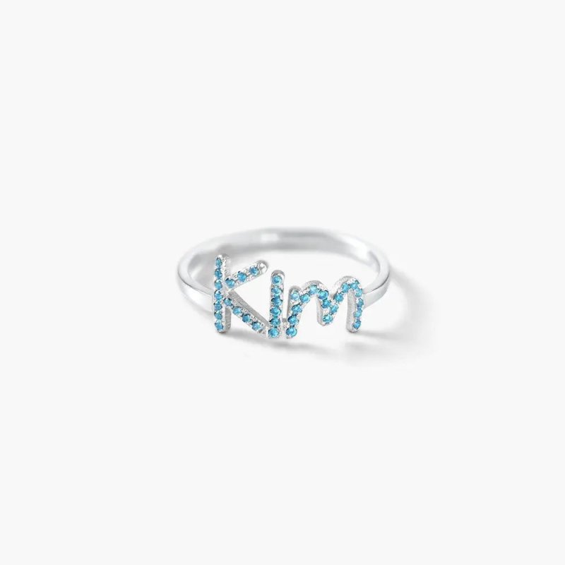 Maiden Art - Personalized Swarovski Stone Ring – Custom Name Ring in S925 Sterling Silver Swarovski Stone - 18k Gold, Silver, Rose Gold – Timeless, Handcrafted - Perfect Gift for Loved Ones - ring - British D'sire