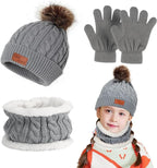 Makone Boys Hat Scarf and Gloves Set, Kids Winter Hat Scarf Gloves Set,for Girls Boys Warm Knitted Beanie Hats Snood Scarf and Gloves for Children - British D'sire