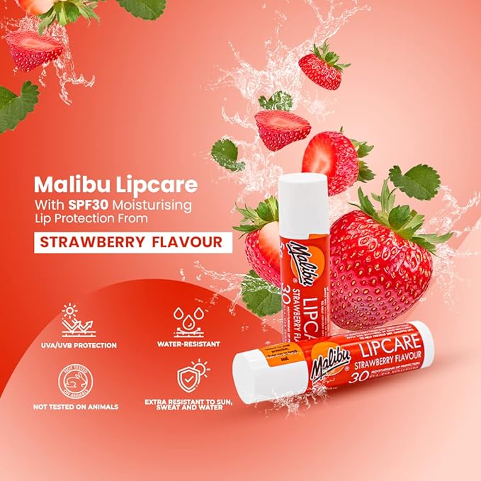 Malibu Lipbalm with SPF30, Strawberry 4 ml - British D'sire