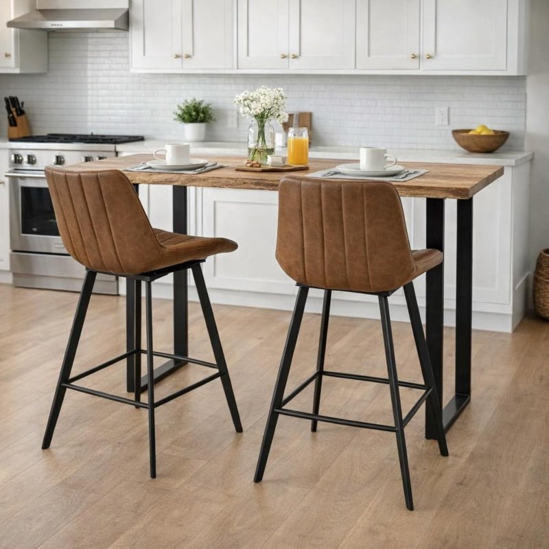 Malmo Tan Swivel Bar Stool for Home Interiors - Seating - British D'sire