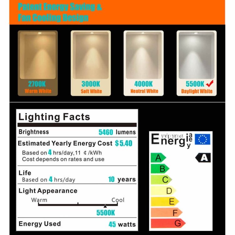 MANTOO PGL45 45W 230V 5500K 5460LM LED Light Bulb for Photography Lighting - British D'sire