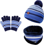MaoXinTek Kids Winter Beanie Hat Warm Knitted Cap Scarf Gloves Set with Double Layer Fleece Lining for Boys Girls Aged 3 - 6 - British D'sire