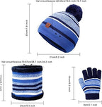 MaoXinTek Kids Winter Beanie Hat Warm Knitted Cap Scarf Gloves Set with Double Layer Fleece Lining for Boys Girls Aged 3 - 6 - Kids Headwear - British D'sire