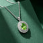 Mara S925 Sterling Silver Natural Peridot Halo Pendant Necklace – 6x8mm August Birthstone - Necklaces & Pendants - British D'sire