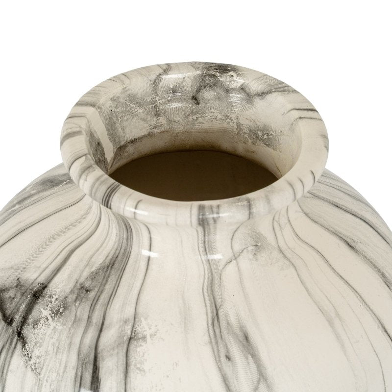 Marble Effect Chours Vase - White Ceramic Decorative Vase - Vases - British D'sire