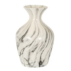 Marble Effect Ellipse Large Vase - White Glass Decorative Vase - Vases - British D'sire
