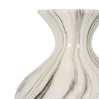 Marble Effect Ellipse Large Vase - White Glass Decorative Vase - Vases - British D'sire