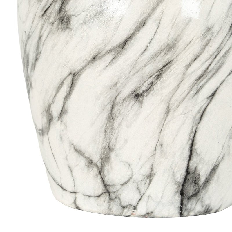 Marble Effect Ellipse Large Vase - White Glass Decorative Vase - Vases - British D'sire