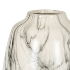 Marble Effect Olpe Vase - White Ceramic Decorative Vase - Vases - British D'sire