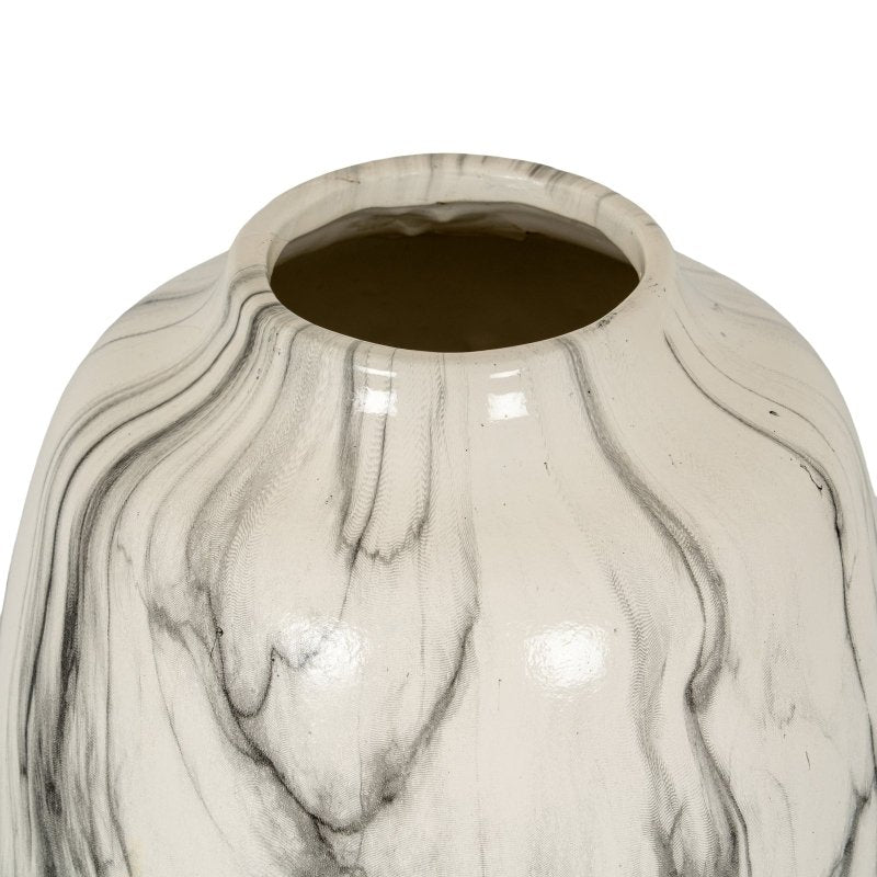 Marble Effect Olpe Vase - White Ceramic Decorative Vase - Vases - British D'sire